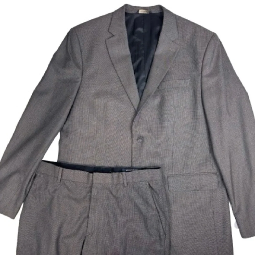 Banana Republic 44R Wool Blend Suit Brown Micro Check Blazer Pants 34x30 - Picture 1 of 16